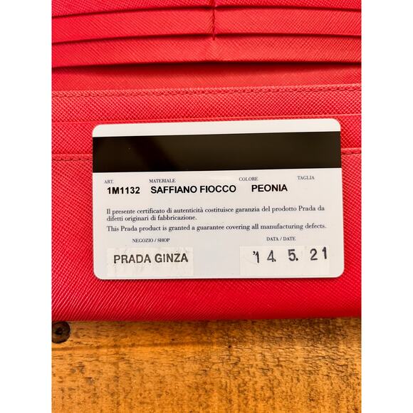 PRADA Pink Saffiano Leather Continental Bow Wallet With Authenticity Card - Picture 15 of 15